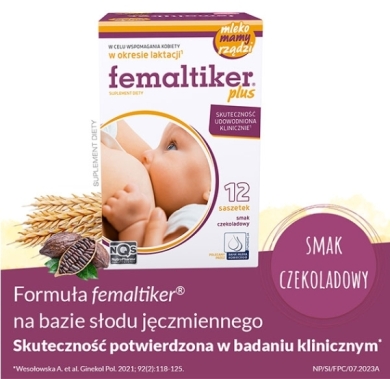 Femaltiker plus smak czekoladowy 12 saszetek