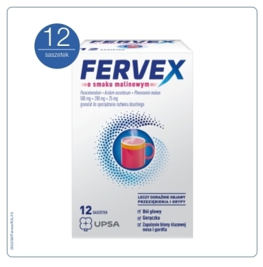 Fervex o smaku malinowym 12 saszetek