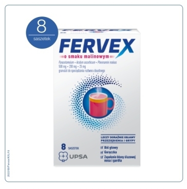 Fervex o smaku malinowym 8 saszetek