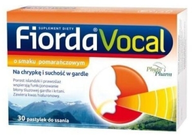 Fiorda Vocal MD o Smaku Pomarańczowym 30 Pastylek do ssania