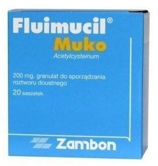 Fluimucil Muko 200 mg / 1 g granulat 20 saszetek
