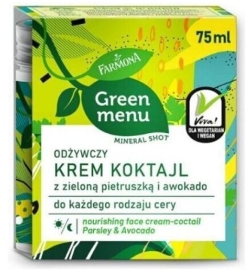 GREEN MENU Odżywczy krem koktajl z zieloną pietruszką i awokado 75ml