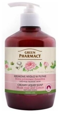 GREEN PHARMACY Kremowe Mydło Róża Piżmowa i Bawełna 460ml