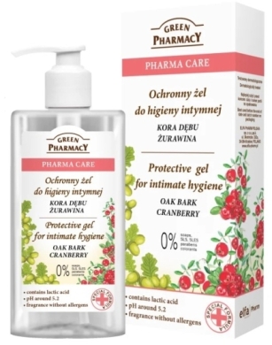 GREEN PHARMACY Ochronny żel do higieny intymnej kora dębu, żurawina 300 ml
