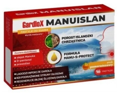 Gardlox Manuislan o smaku pomarańczowym 16 pastylek