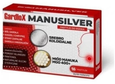 Gardlox Manusilver pastylki do ssania 16 pastylek