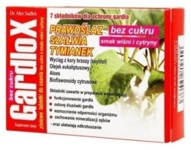 Gardlox tabletki ziołowe bez cukru o smaku wiśni i cytryny 16 tabletek