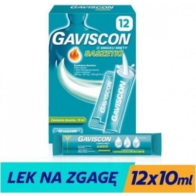 Gaviscon na zgagę i refluks smak miętowy saszetki 12 szt. x 10 ml