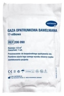 Gaza opatrunkowa bawełniana jałowa 17 nitkowa 1/2 m2 1 sztuka