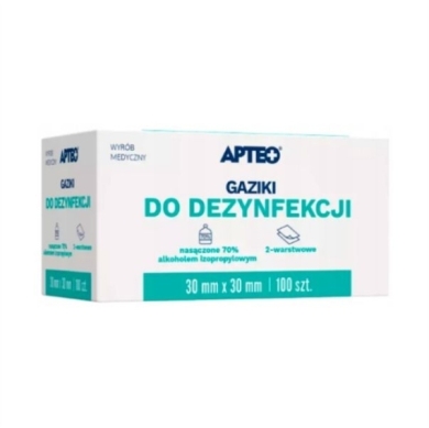 Gaziki do dezynfekcji 30 mm x 30 mm APTEO 100 sztuk