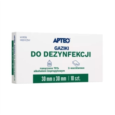 Gaziki do dezynfekcji 30mm x 30 mm APTEO 10 sztuk