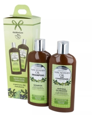 GlySkinCare Organic Macadamia Oil - zestaw z olejkiem makadamia szampon + odżywka