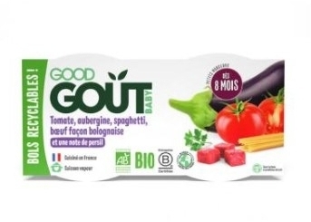 Good Gout Bio Spaghetti z bakłażanem i wołowiną 2x190 g