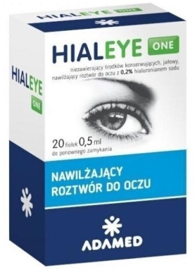 HIALEYE ONE 0,2%  Nawilżający roztwór do oczu 20 fiolek po 0,5 ml