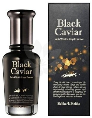 HOLIKA Black Caviar Antiwrinkle Royal Essence esencja z zawartością ekstraktu z czarnego kawioru 45 ml