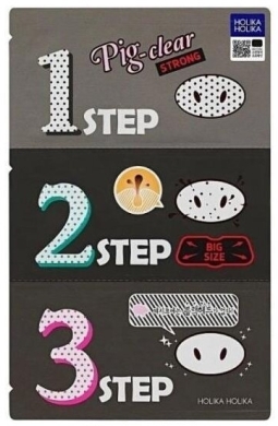 HOLIKA Pig Clear 3 step Kit Strong Trójstopniowy zestaw plasterków do oczyszczania porów 3 plastry