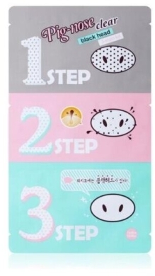 HOLIKA Pig Nose Clear Black head 3 step kit Trójstopniowy zestaw plasterków do oczyszczania porów