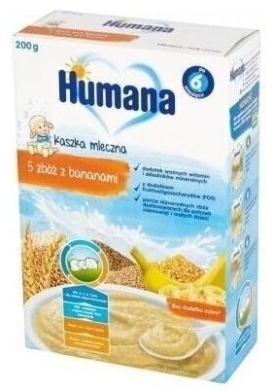 HUMANA Kaszka mleczna 5 zbóż z bananami 200 g