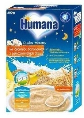 HUMANA Kaszka mleczna na dobranoc bananowa 200 g