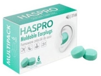 Haspro Moldable Formowane zatyczki do uszu 6 par Mint