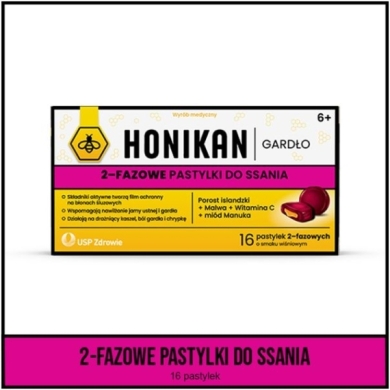 Honikan Gardło 2-fazowe  pastylki do ssania 16 pastylek