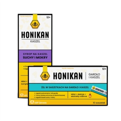 Honikan Kaszel syrop 230 g + HONIKAN GARDŁO I KASZEL żel 10 saszetek