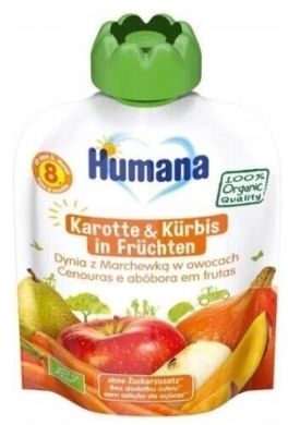 Humana 100% Organic Mus Dynia z Marchewką w Owocach 90 g