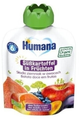Humana 100% Organic Mus Słodki Ziemniak w Owocach 90 g