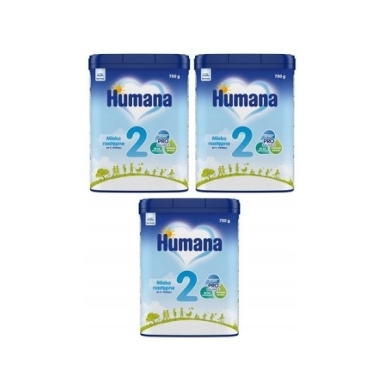 Humana 2 Mleko następne po 6. miesiącu 750 g Wielopak x3