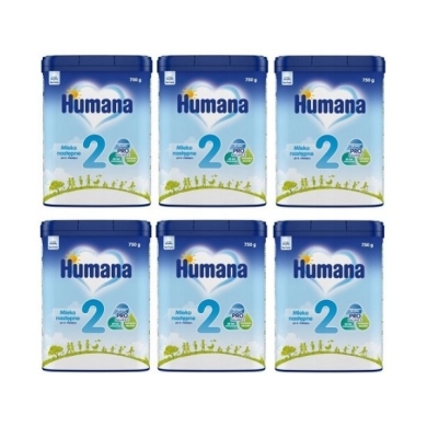 Humana 2 Mleko następne po 6. miesiącu 750 g Wielopak x6