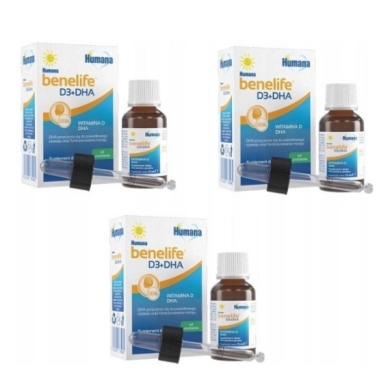 Humana benelife D3+DHA płyn 15 ml Wielopak x3