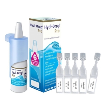Hyal-Drop Pro krople do oczu 10 ml + Hyabak UD krople nawilżające do oczu i soczewek 5 minimsów po 0,4 ml