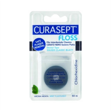 INDENT CURASEPT FLOSS Nić dentystyczna czarna woskowana 50 m 1 sztuka