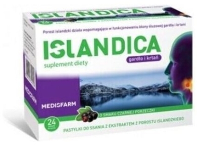ISLANDICA 24 pastylki do ssania o smaku porzeczkowym
