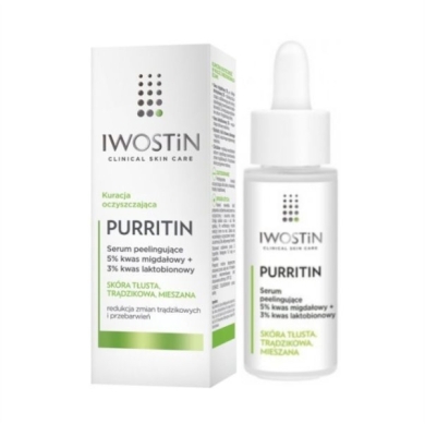 IWOSTIN PURRITIN Serum peelingujące 5% kwas migdałowy + 3% kwas laktobionowy 30 ml