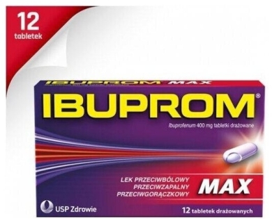 Ibuprom MAX 400 mg - 12 tabletek drażowanych