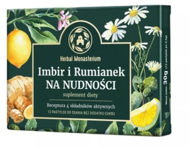 Imbir i Rumianek na nudności 12 pastylek do ssania