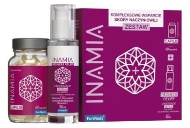 Inamia zestaw Redness Relief 30 ml + Capilis 60 kapsułek