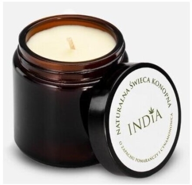 India Cosmetics Świeca Konopna Pomarańcza Cynamon 90g