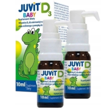Juvit Baby D3 (z pompką) krople doustne 10 ml Wielopak x2
