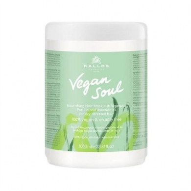 KALLOS Vegan Soul Maska do włosów z protein roślinnych i z olejem awokado 1000 ml