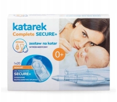 KATAREK COMPLETE Secure+ Zestaw na katar Roztwór soli fizjologicznej + Aspirator kataru