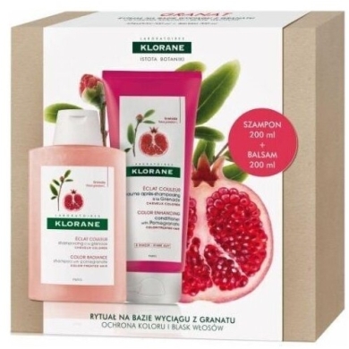 KLORANE Zestaw do włosów farbowanych Granat szampon 200 ml + balsam 200 ml