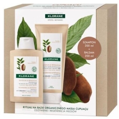 Klorane Zestaw do włosów suchych i zniszczonych Cupuacu szampon 200 ml + balsam 200 ml