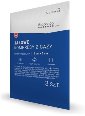Kompres jałowy 5cm x 5cm 17-nitkowe 12- warstwowe 3 sztuki