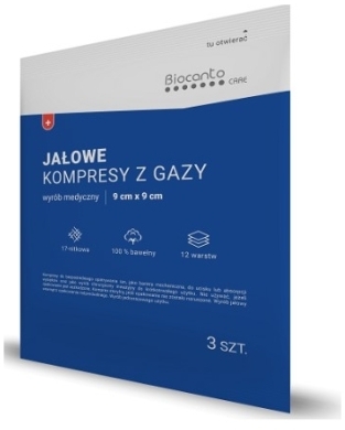 Kompres jałowy 9cm x 9cm 17-nitkowe 12-warstwowe 3 sztuki