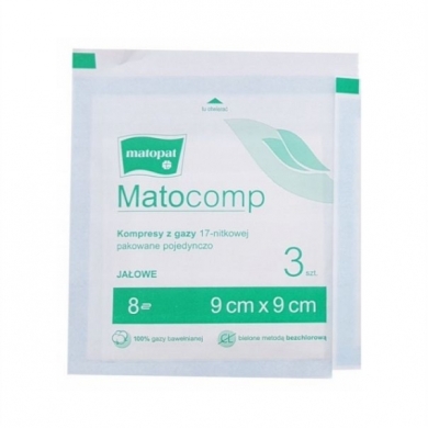 Kompres z gazy 17 nitkowe 8 warstowe MATOCOMP 9x9cm