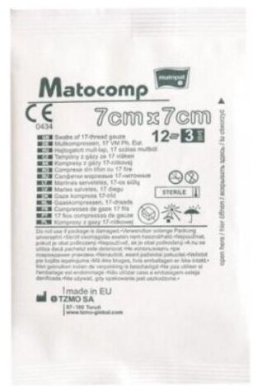 Kompres z gazy jałowe 17 nitkowe 8 warstowe MATOCOMP 7X7cm pakowane pojedynczo