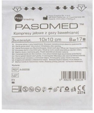 Kompresy jałowe PASOMED 17 nitkowe 8 warstw 10 cm x 10 cm