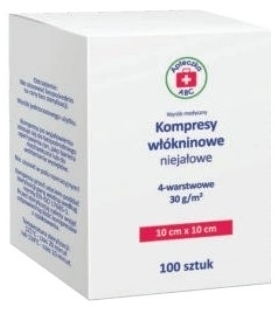 Kompresy włókninowe niejałowe ABC 30G 4 warstwowe 10 cm x 10 cm 100 sztuk